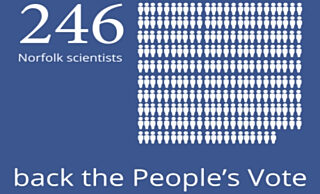 Infographic depicting 246 scientists backing the people's vote