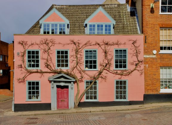 Pretty pink house on Pottergate, Norwich