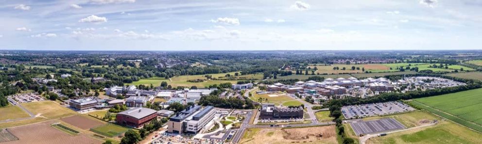 Aerial view of Norwich Research Park